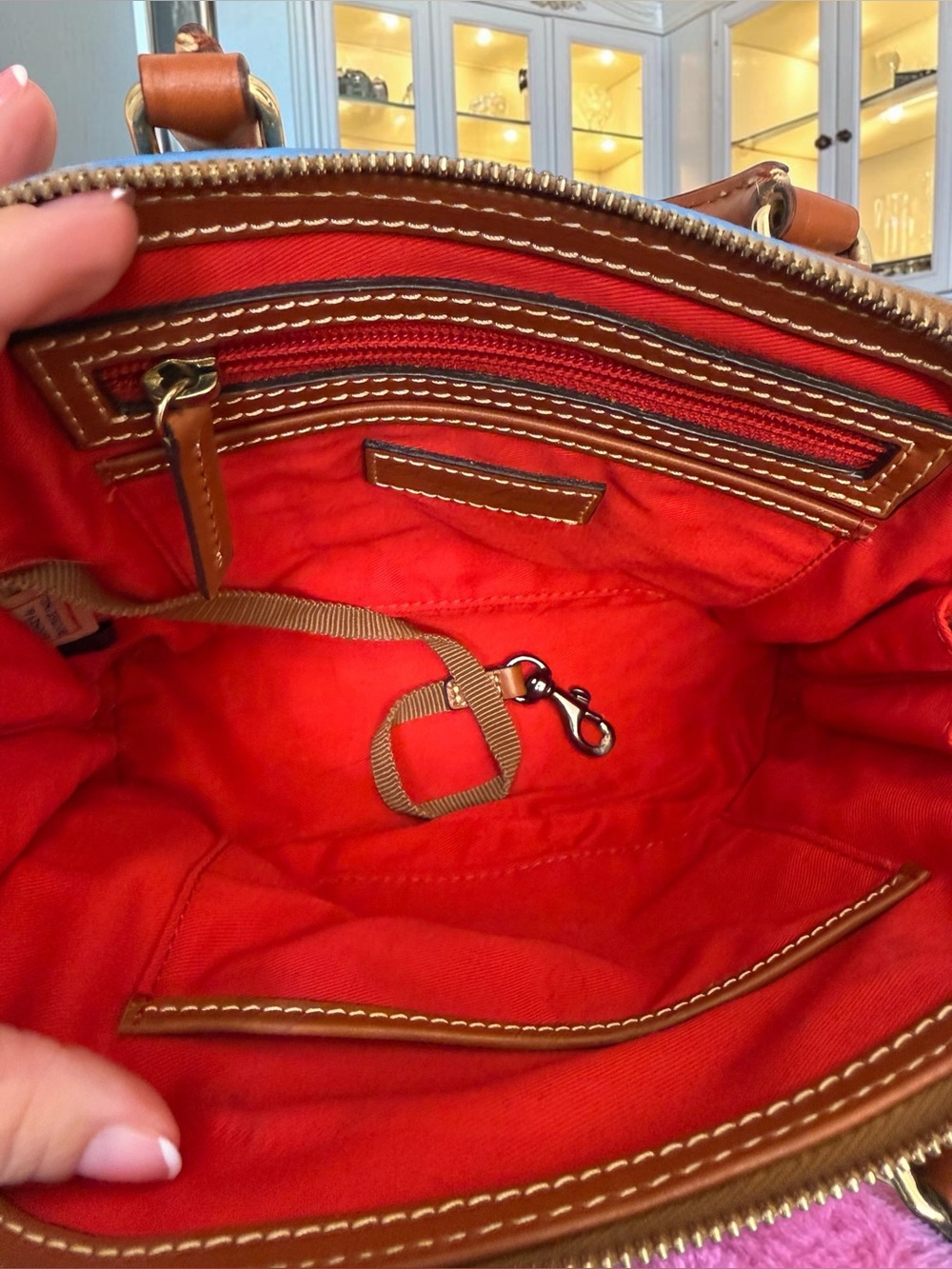 Dooney & Bourke Pebble Leather Satchel in Sky Blue/Tan - Picture 10 of 11
